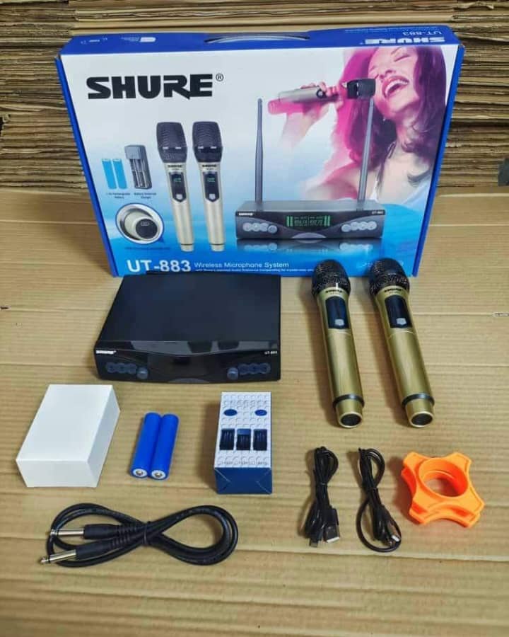 Rechargeable shure dual wireless microphone
